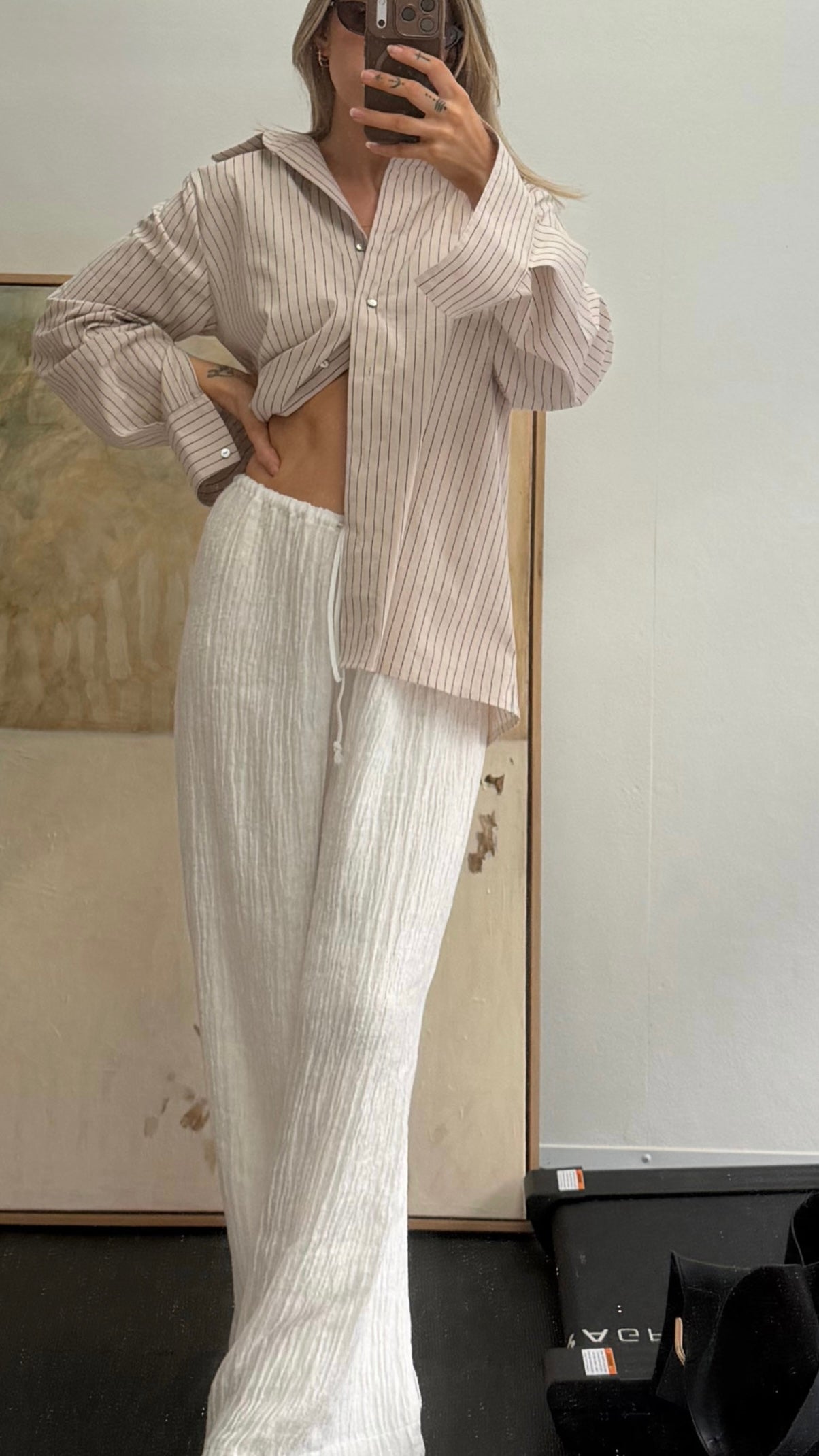 Full Length Elasticated Pants - Cloud White