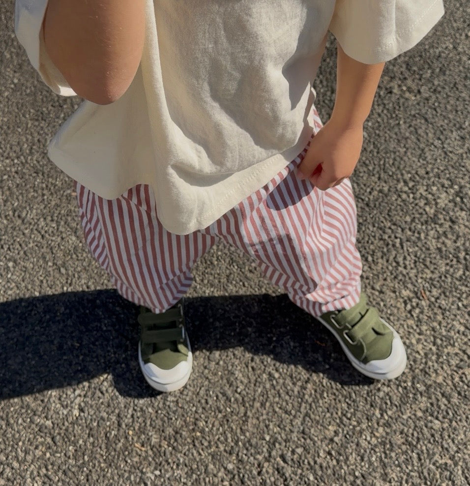 Kids Barrel Leg Pants - Brown Stripe