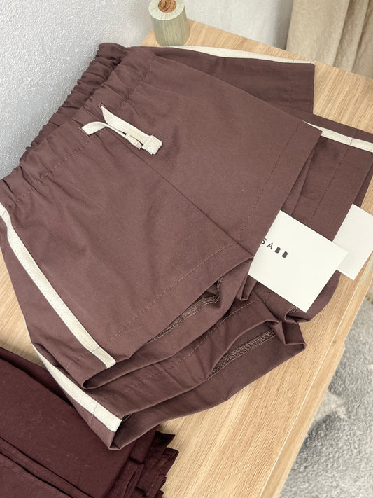 Kids Stripe Short - Cocoa Brown