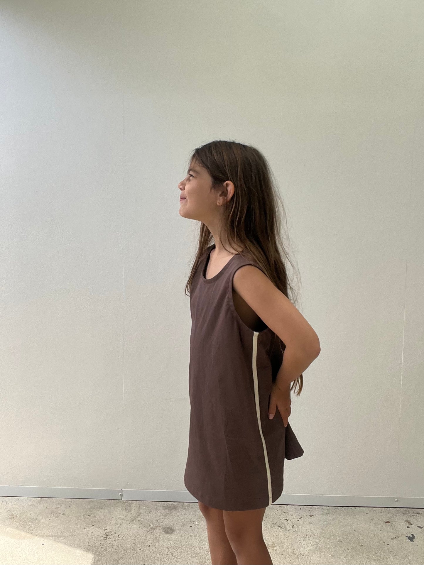 Kids Low Back Sleeveless Top/Dress - Cocoa Brown