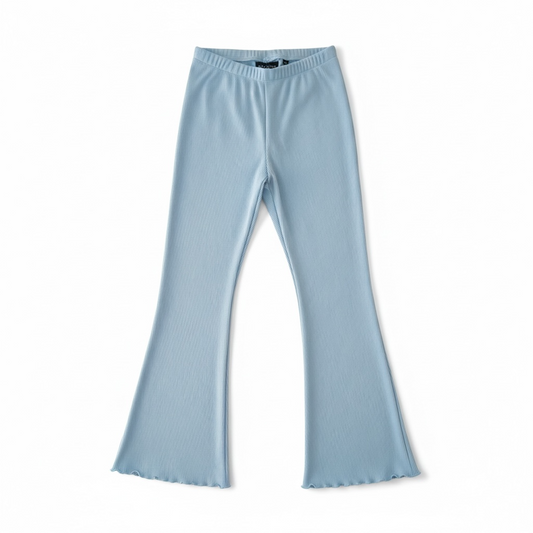 Kids Ribbed Flared Tights - Light Sky