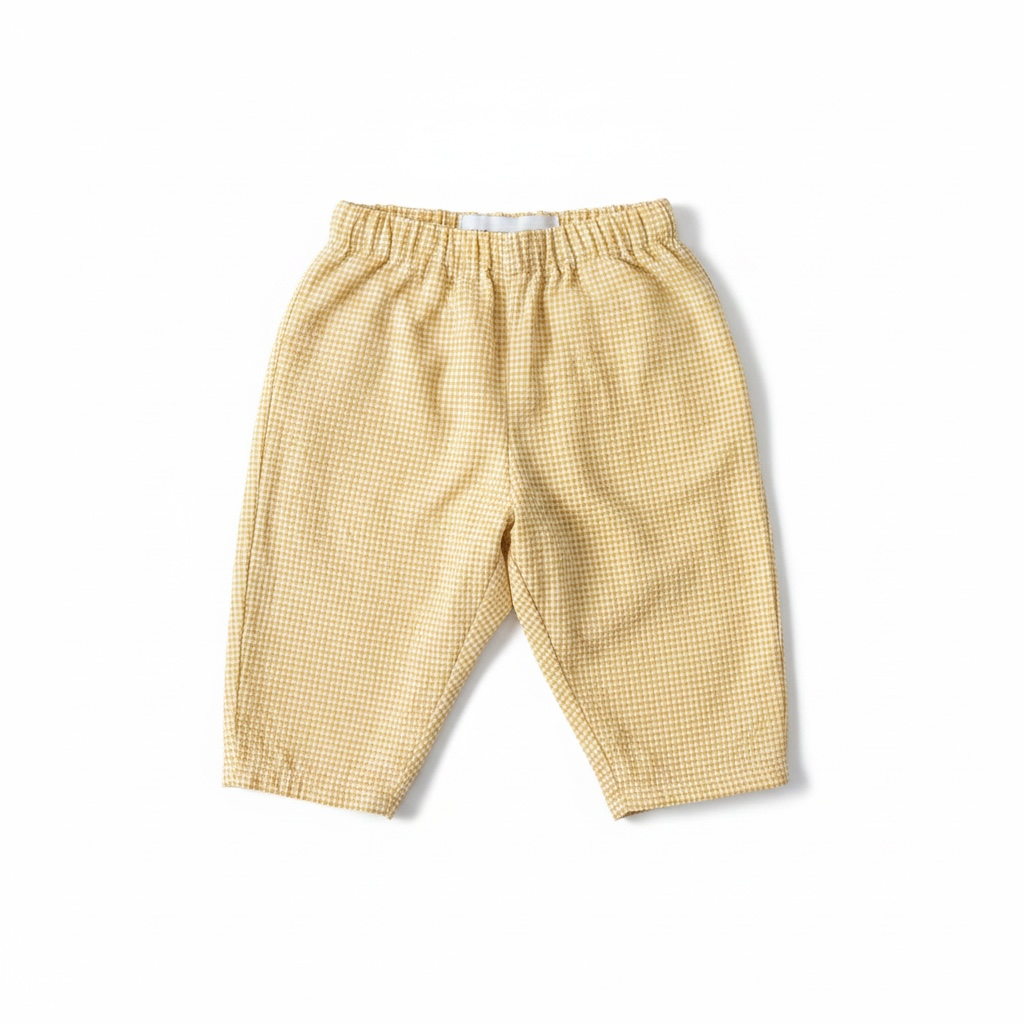 Kids Barrel Leg Pants - Golden Mini Check