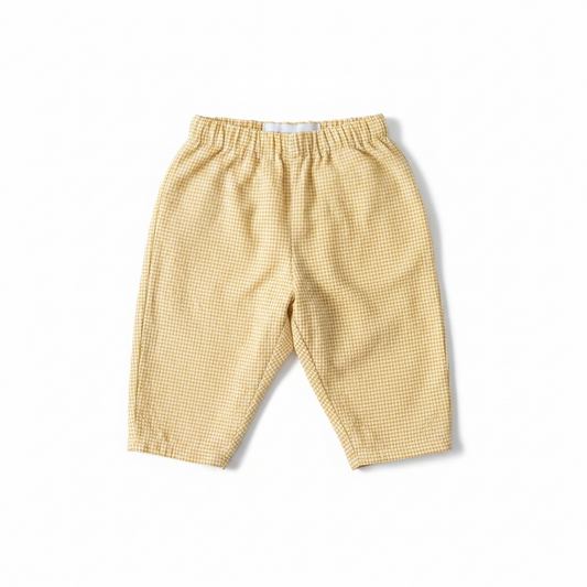 Kids Barrel Leg Pants - Golden Mini Check